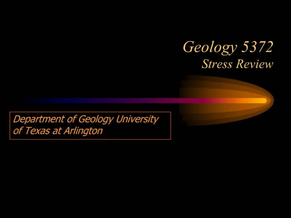 Geology 5372 Stress Review