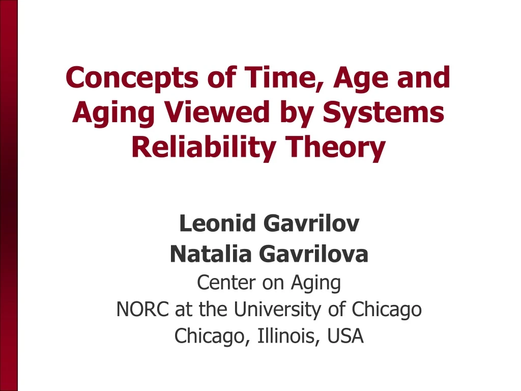 concepts of time age and aging viewed by systems reliability theory