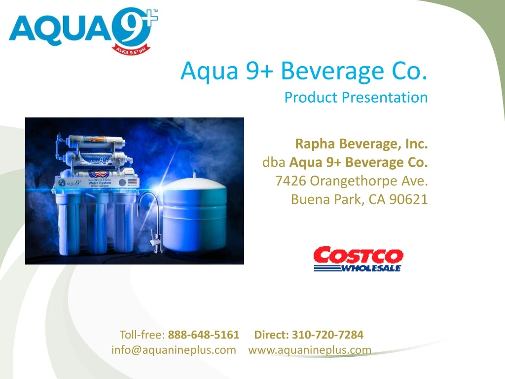 aqua 9 beverage co product presentation