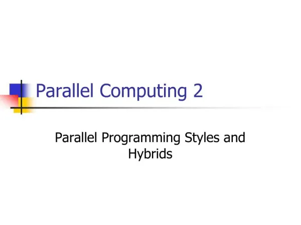 Parallel Computing 2