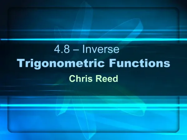 4.8 Inverse Trigonometric Functions