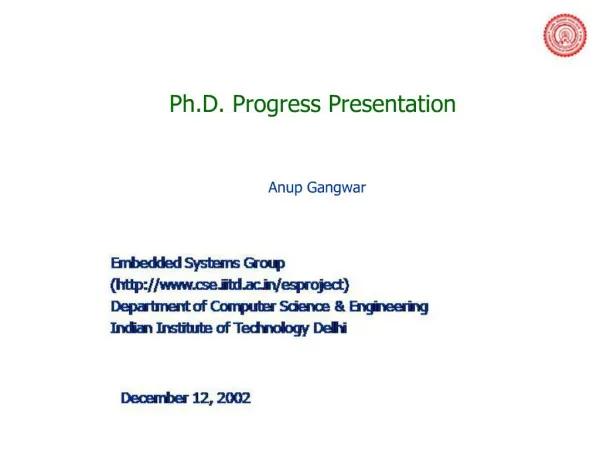 Ph.D. Progress Presentation