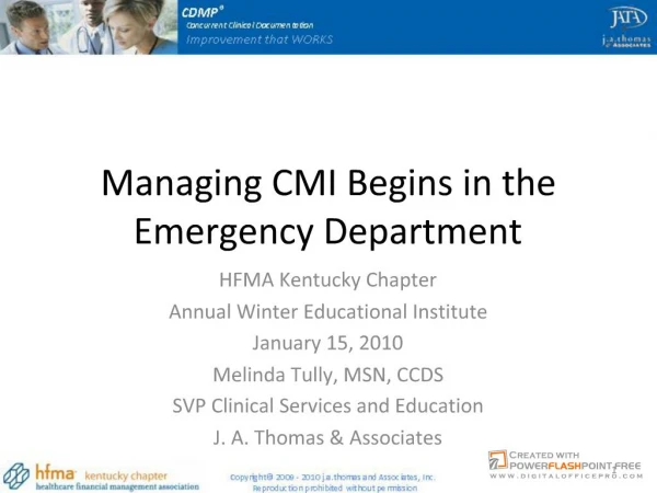 Tully - Managing CMI Begins in the Emergency Department