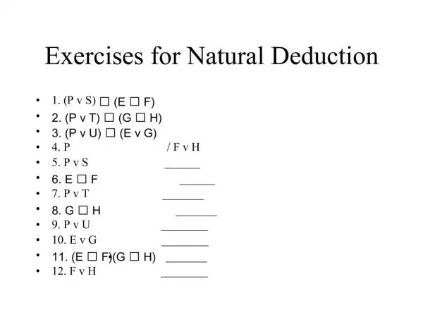 Exercises for Natural Deduction