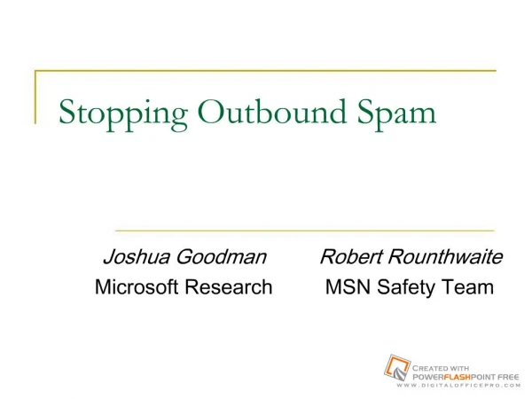 Stopping Outbound Spam