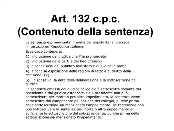 Art. 132 c.p.c. Contenuto della sentenza