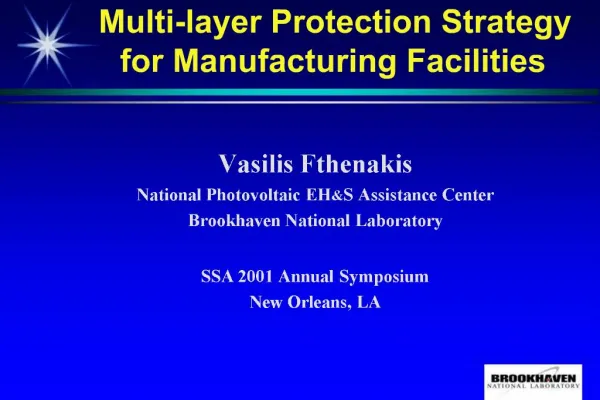 Multi-layer Protection Strategy for Manufacturing Facilities