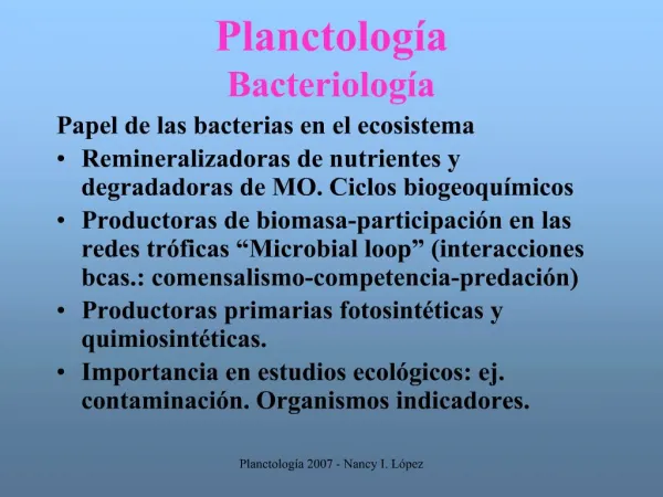 Planctolog a Bacteriolog a