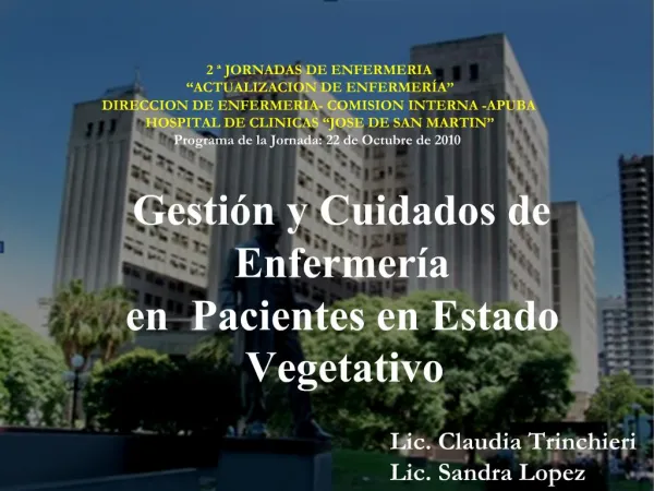 2 JORNADAS DE ENFERMERIA ACTUALIZACION DE ENFERMER A DIRECCION DE ENFERMERIA- COMISION INTERNA -APUBA HOSPITAL DE CL
