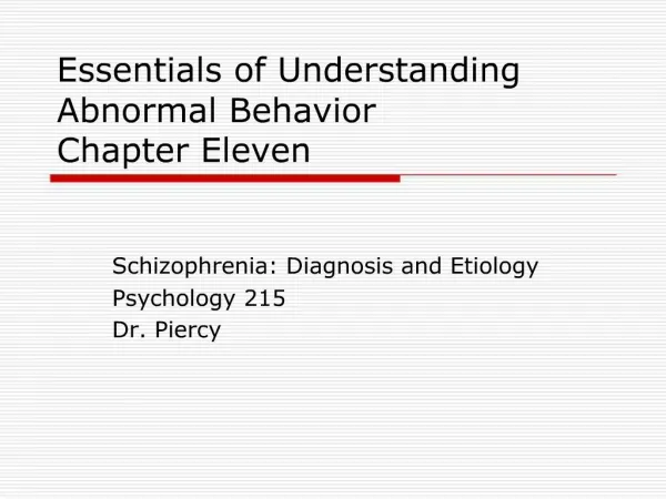 Essentials of Understanding Abnormal Behavior Chapter Eleven