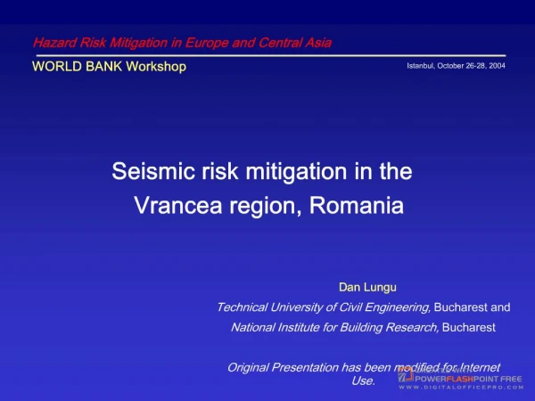 Hazard Risk Mitigation in Europe and Central AsiaWORLD BANK Workshop