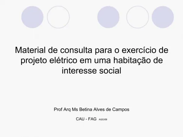 Material de consulta para o exerc cio de projeto el trico em uma habita o de interesse social Prof Arq Ms Betina Al