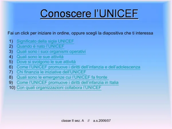 Conoscere l UNICEF