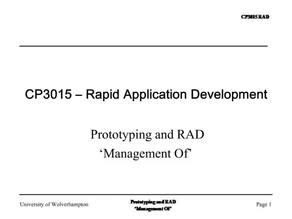 CP3015 Rapid Application Development