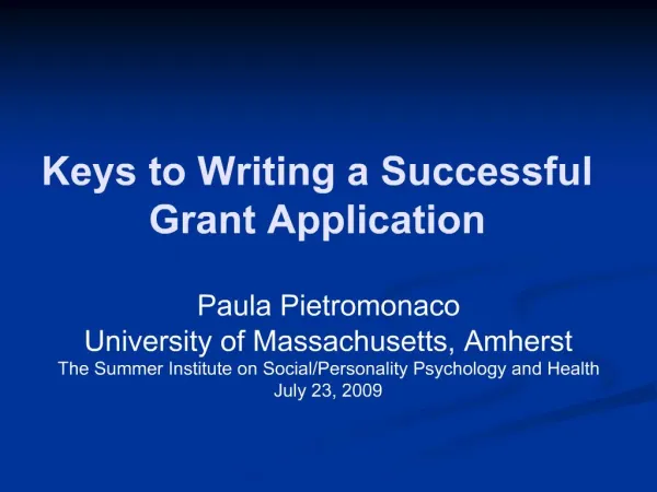 Keys to Writing a Successful Grant Application