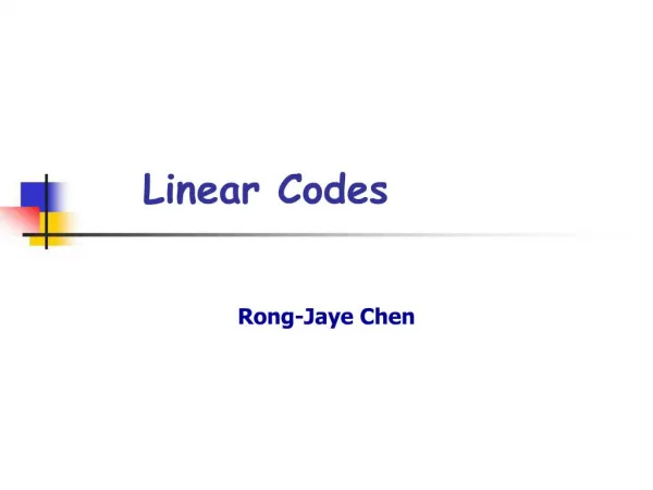Linear Codes