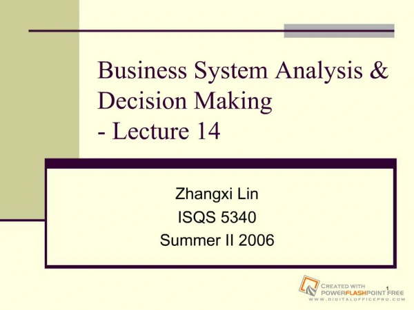 Business System Analysis Decision Making