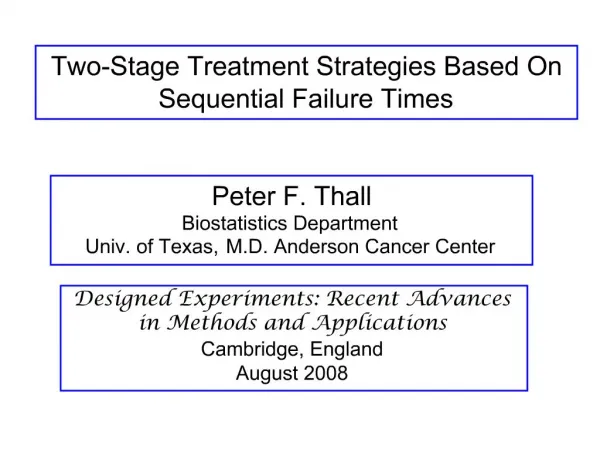 Two-Stage Treatment Strategies Based On Sequential Failure Times