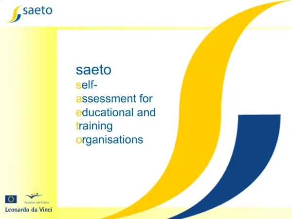 Saeto self- assessment for educational and training organisations
