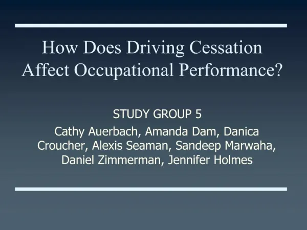 How Does Driving Cessation Affect Occupational Performance