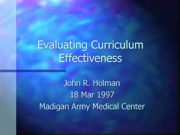 Evaluating Curriculum Effectiveness