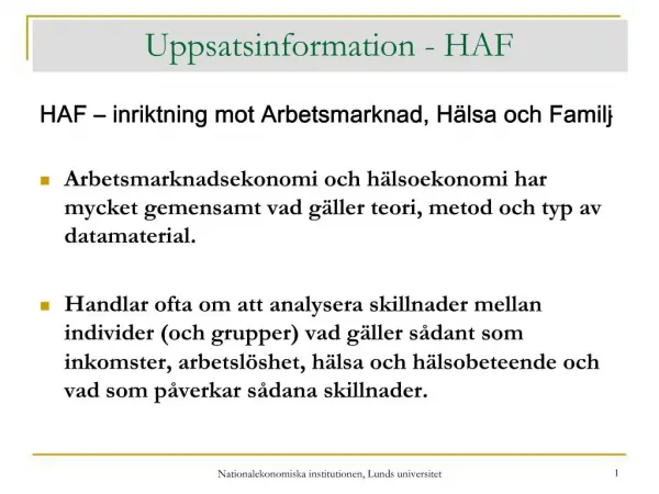 Uppsatsinformation - HAF