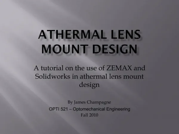 Athermal lens mount design