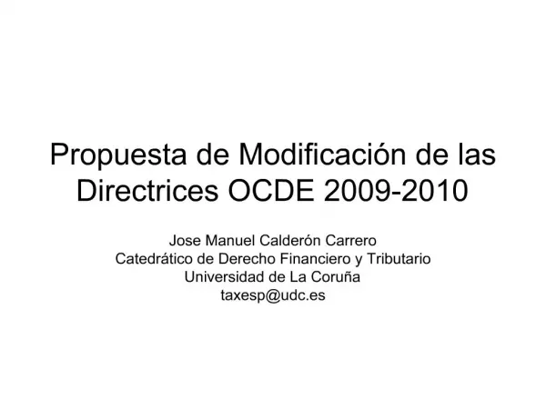 Propuesta de Modificaci n de las Directrices OCDE 2009-2010