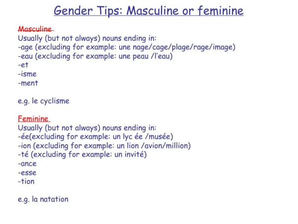 Gender Tips: Masculine or feminine