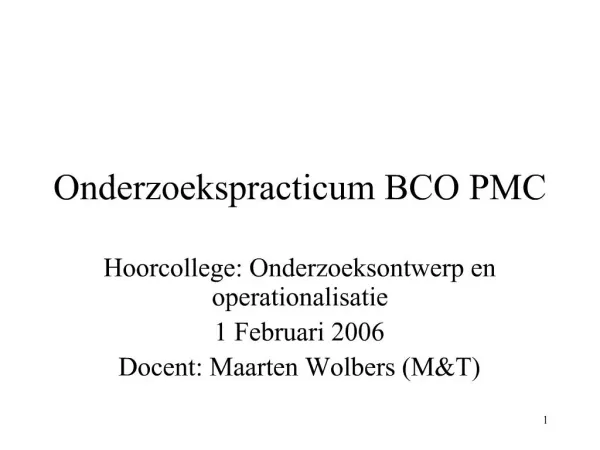 Onderzoekspracticum BCO PMC