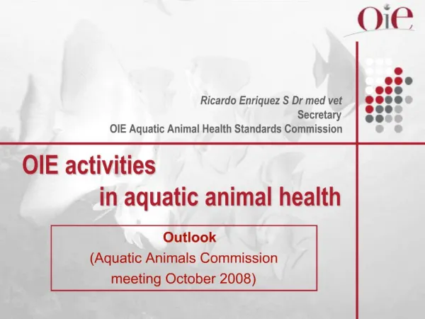 OIE activities in aquatic animal health