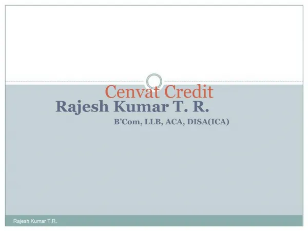 Cenvat Credit