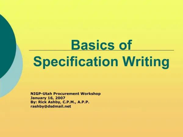 Basics of Specification Writing
