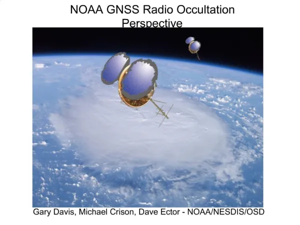 NOAA GNSS Radio Occultation Perspective
