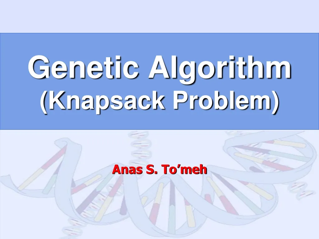 genetic algorithm knapsack problem
