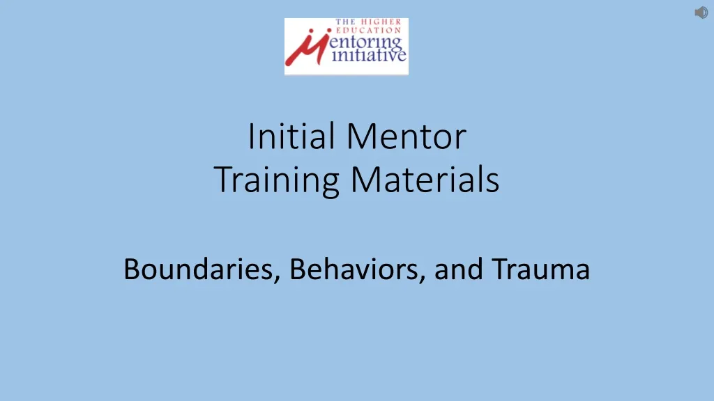 initial mentor training materials