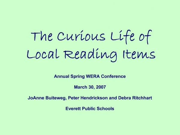 The Curious Life of Local Reading Items