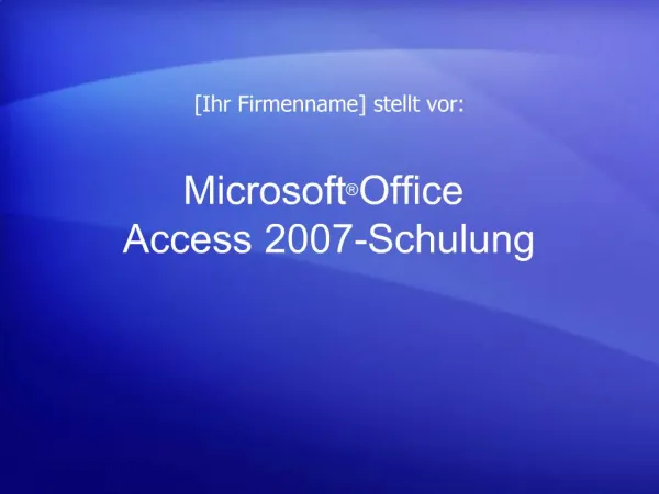 Microsoft Office Access 2007-Schulung