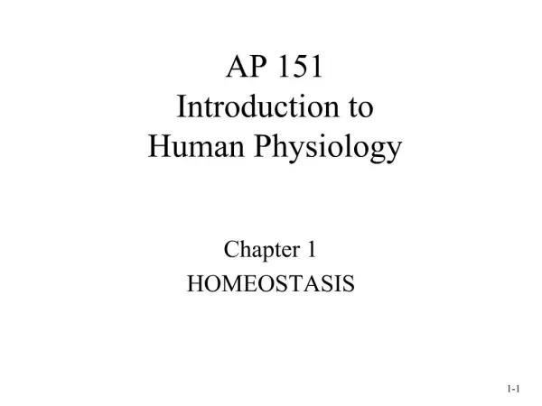 AP 151 Introduction to Human Physiology
