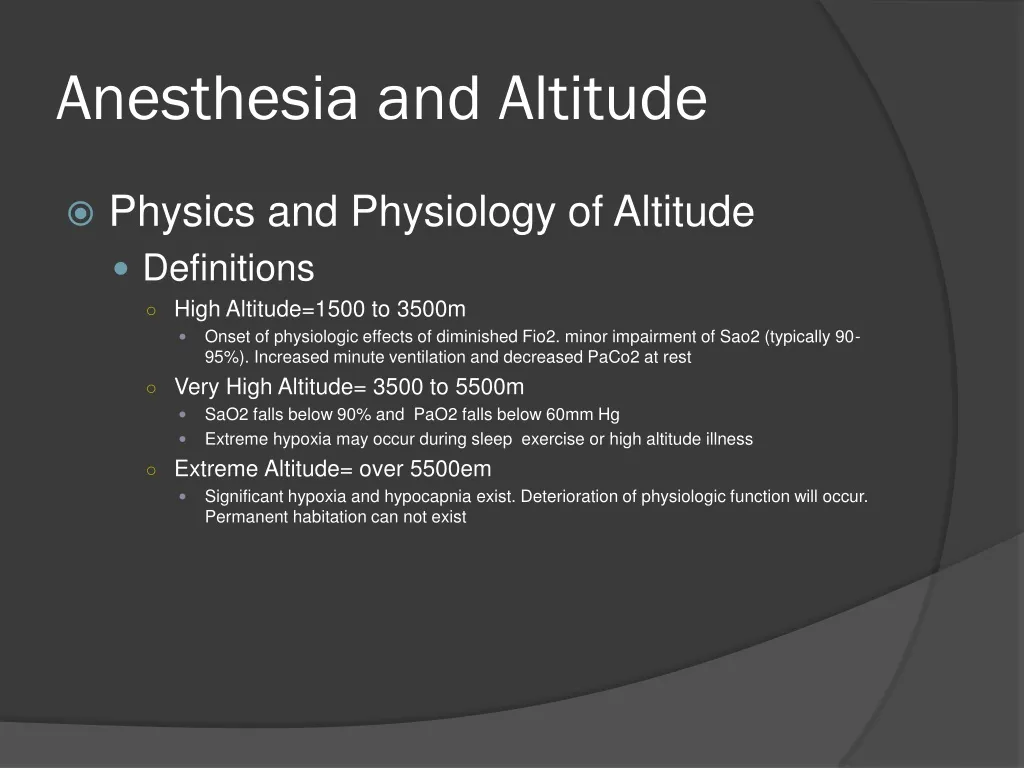 anesthesia and altitude