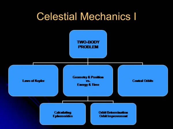 Celestial Mechanics I