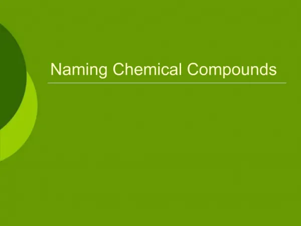 Naming Chemical Compounds