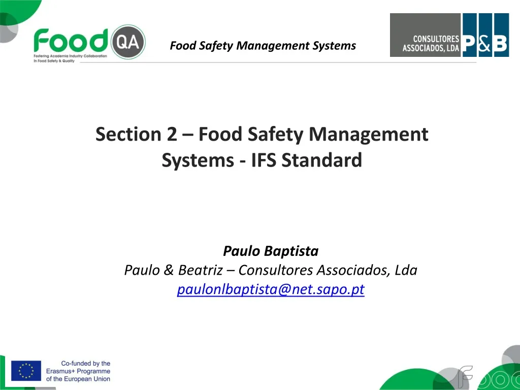 section 2 food safety management systems ifs standard
