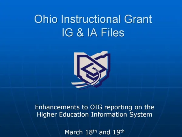 Ohio Instructional Grant IG IA Files