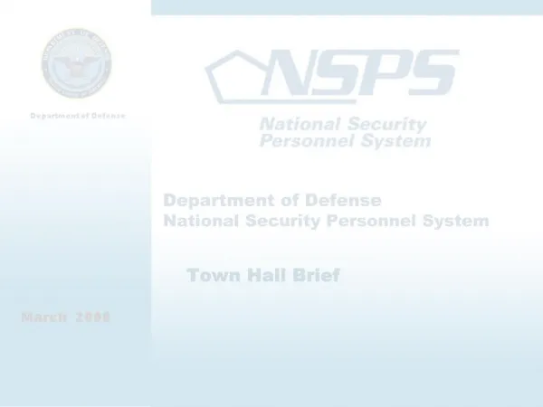 Department of Defense National Security Personnel System