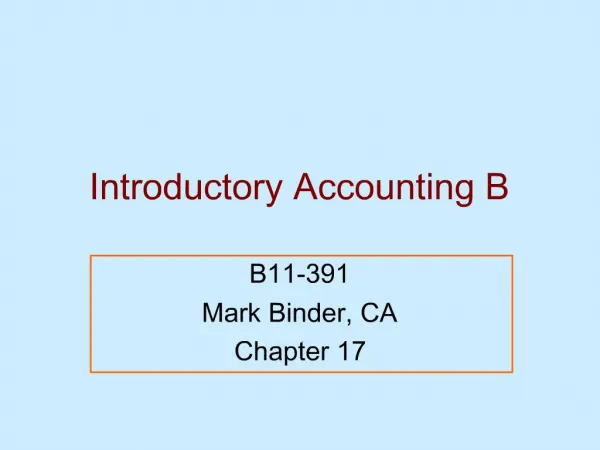 Introductory Accounting B