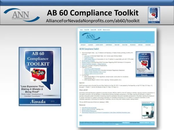 AB 60 Compliance Toolkit AllianceForNevadaNonprofits/ab60/toolkit