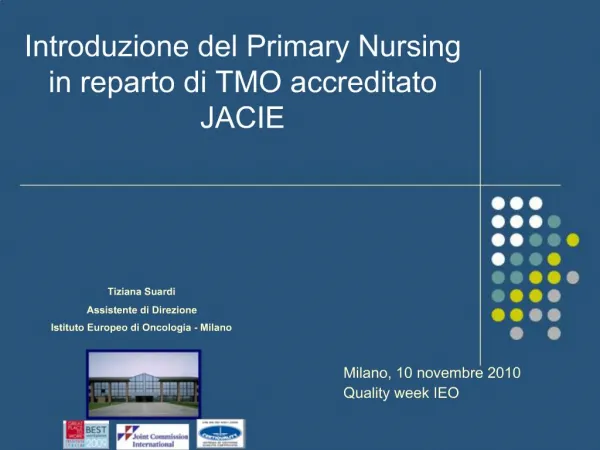 Introduzione del Primary Nursing in reparto di TMO accreditato JACIE