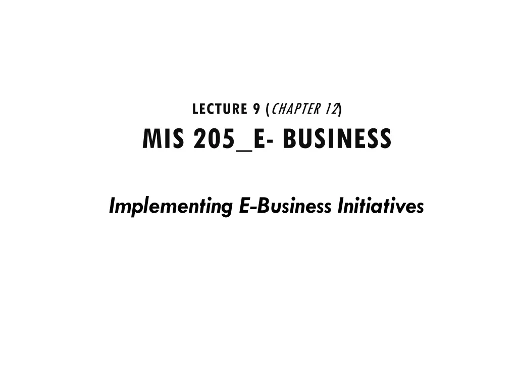 lecture 9 chapter 12 mis 205 e business