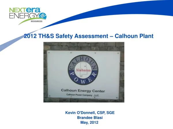 2012 TH&amp;S Safety Assessment – Calhoun Plant